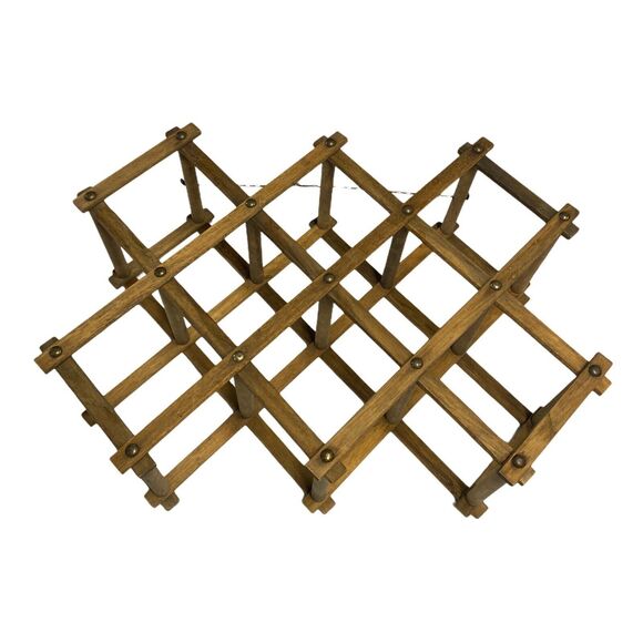 Vintage Wine Rack Accordion Folding Wood Stand Holds 8 Wine Bottles Decorative - Picture 3 of 7